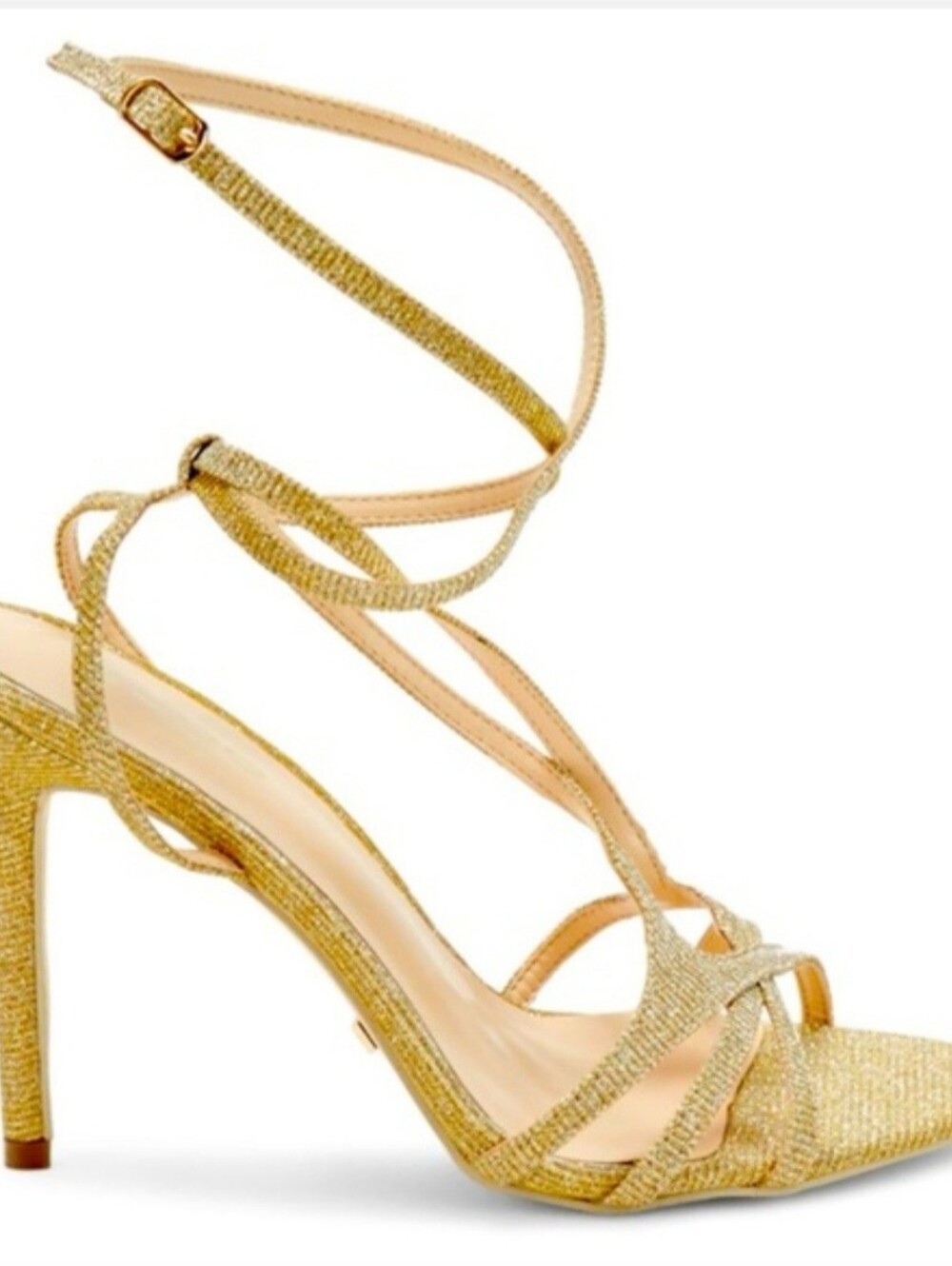 NEW BEBE Metallic Size 8 Gold Strappy Stiletto Heels